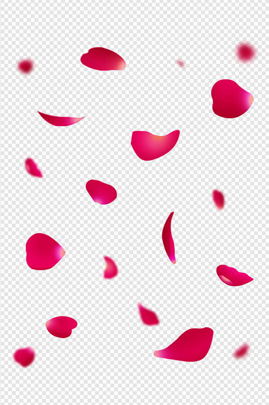 手绘散落的粉红色玫瑰花瓣元素