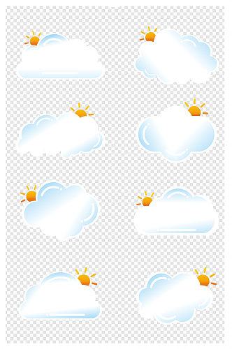 卡通手绘白色云朵阳光形状设计素材