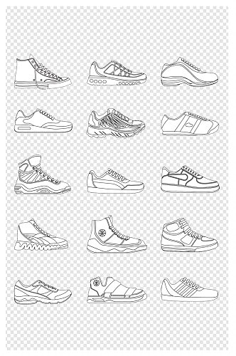 卡通手绘可爱线描各种女士男士运动鞋子合集