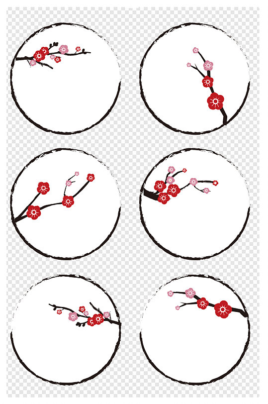 水墨边框古风边框中国风梅花圆形边框标题框
