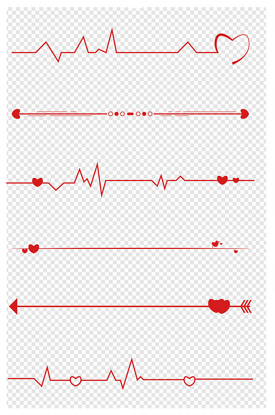 情人节分割线红色爱心心动装饰素材
