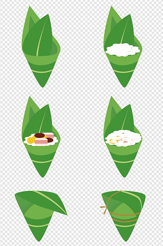 端午节包粽子美食插画手绘制作步骤粽叶元素