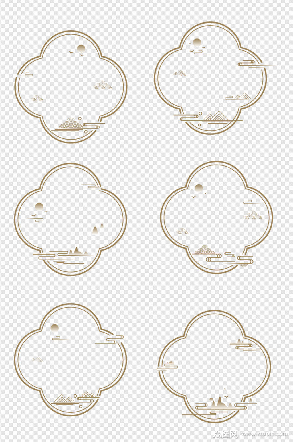 中国风祥云纹古典祥云装饰边框标题框素材