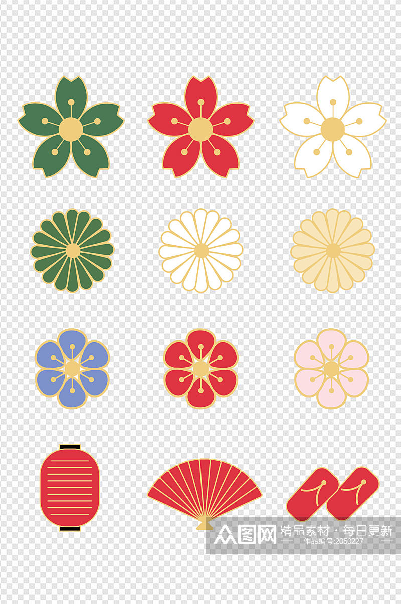 日式风格海报卡片元素樱花花朵素材