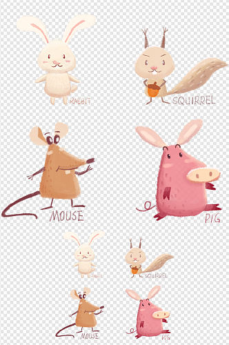 手绘动物设计元素素材插画插图
