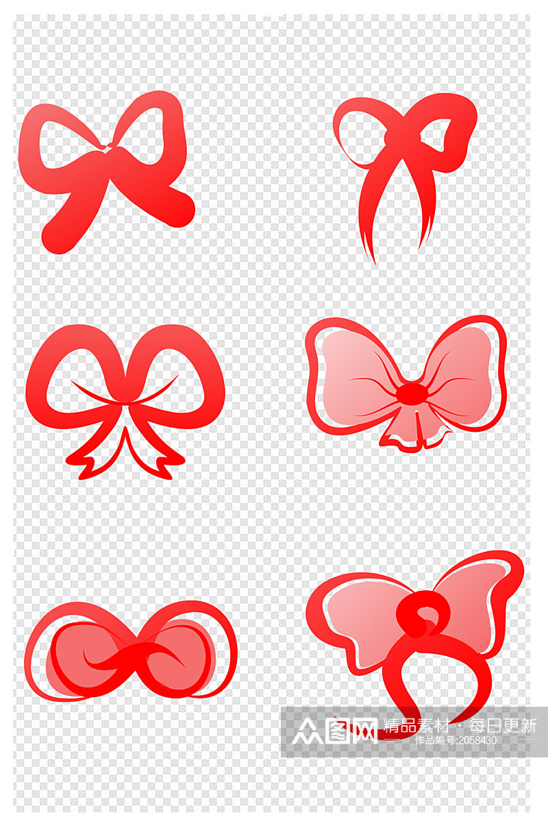 红色蝴蝶结装饰图案素材