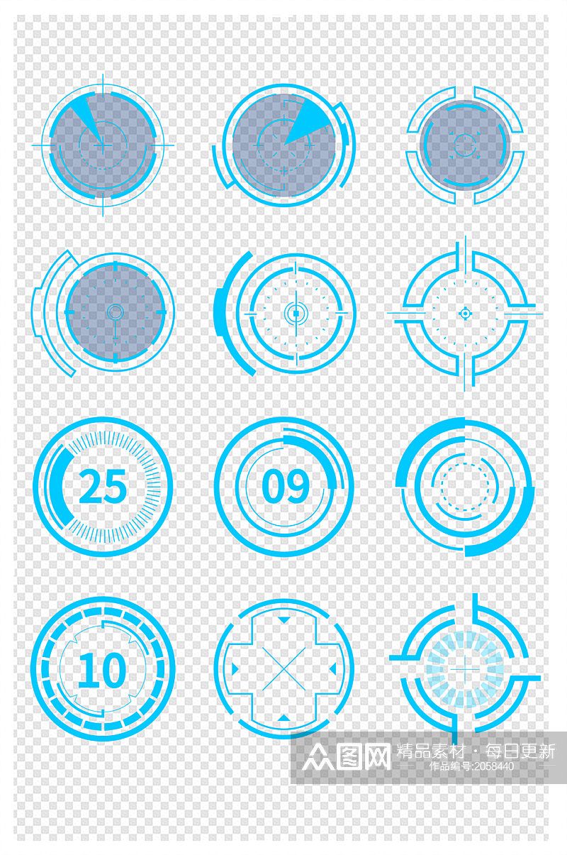 圆形科技感圆圈线框素材