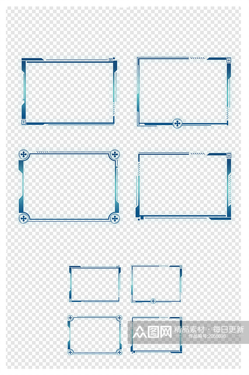 蓝色科技感线条边框对话框元素素材