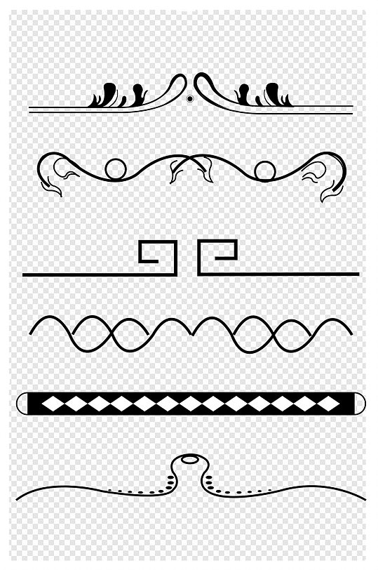 中国风复古样条装饰线条肌理纹样设计素材