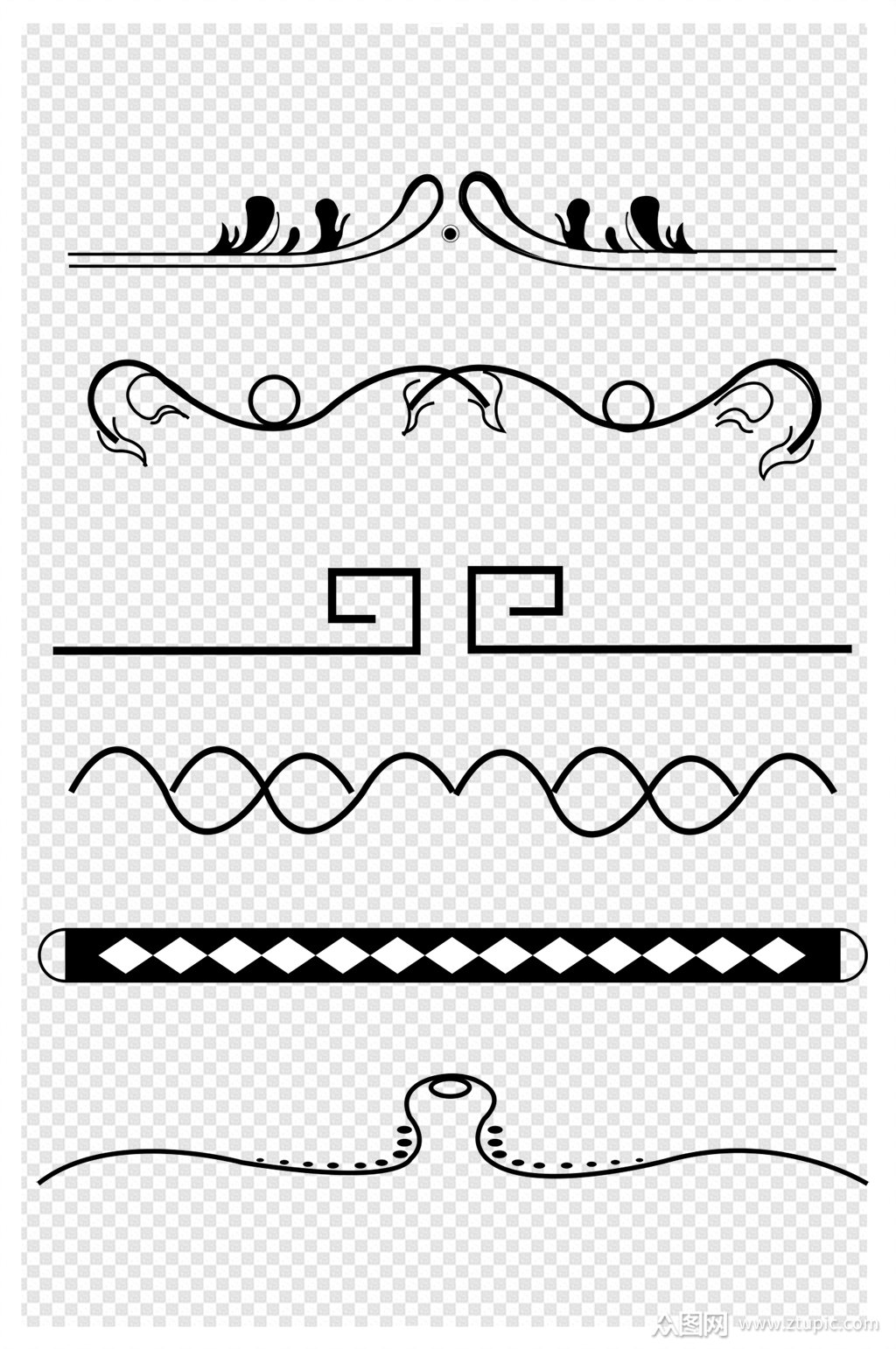 中国风复古样条装饰线条肌理纹样设计素材模板下载-编