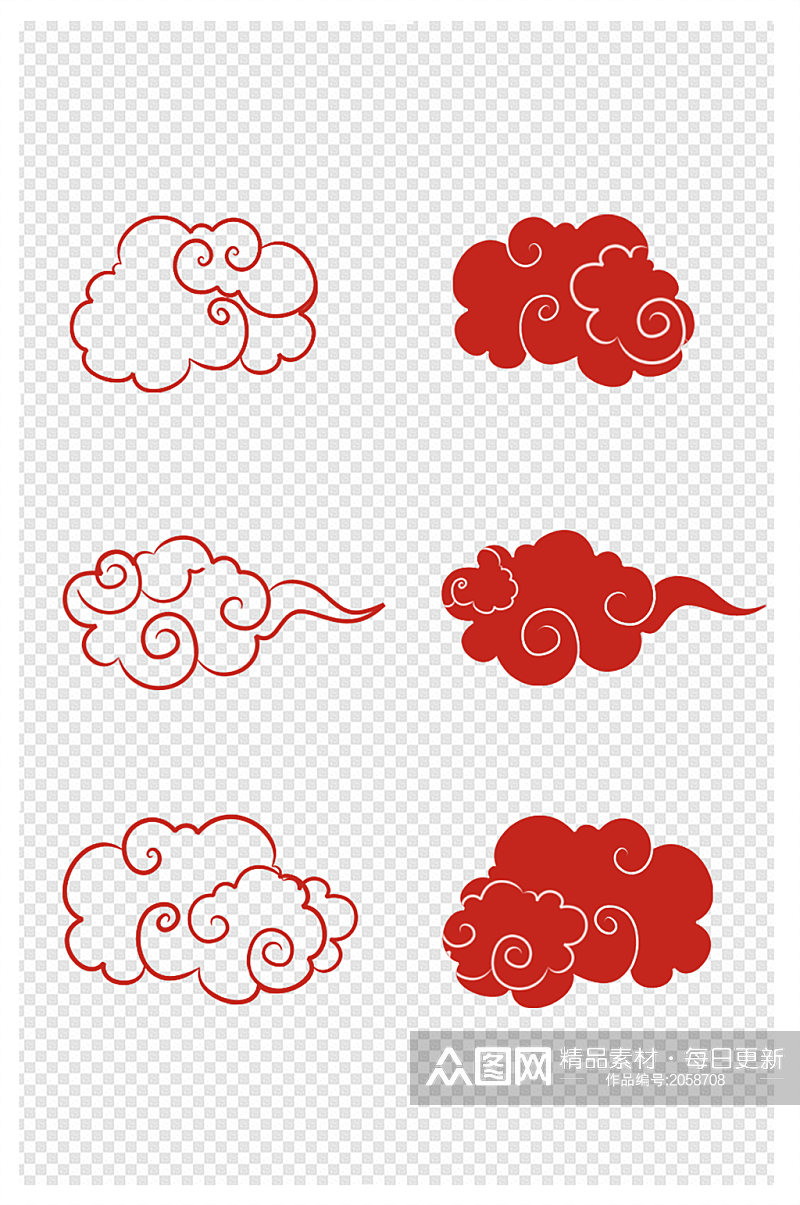 中国风古典祥云中式云纹花纹图案素材