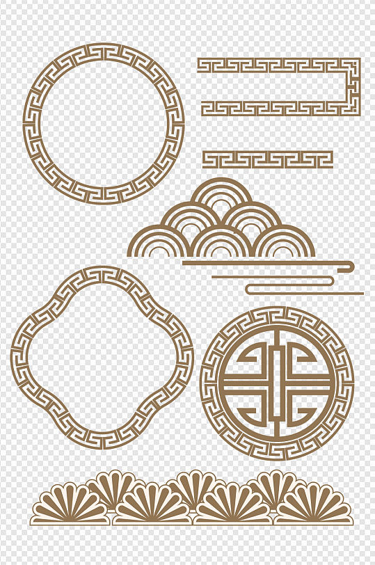 传统古典中国风元素边框祥云纹回形纹花纹底-众图网