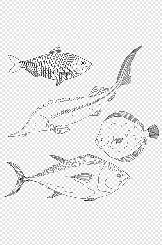 手绘卡通鱼水产海鲜烹饪饭店美食免扣元素
