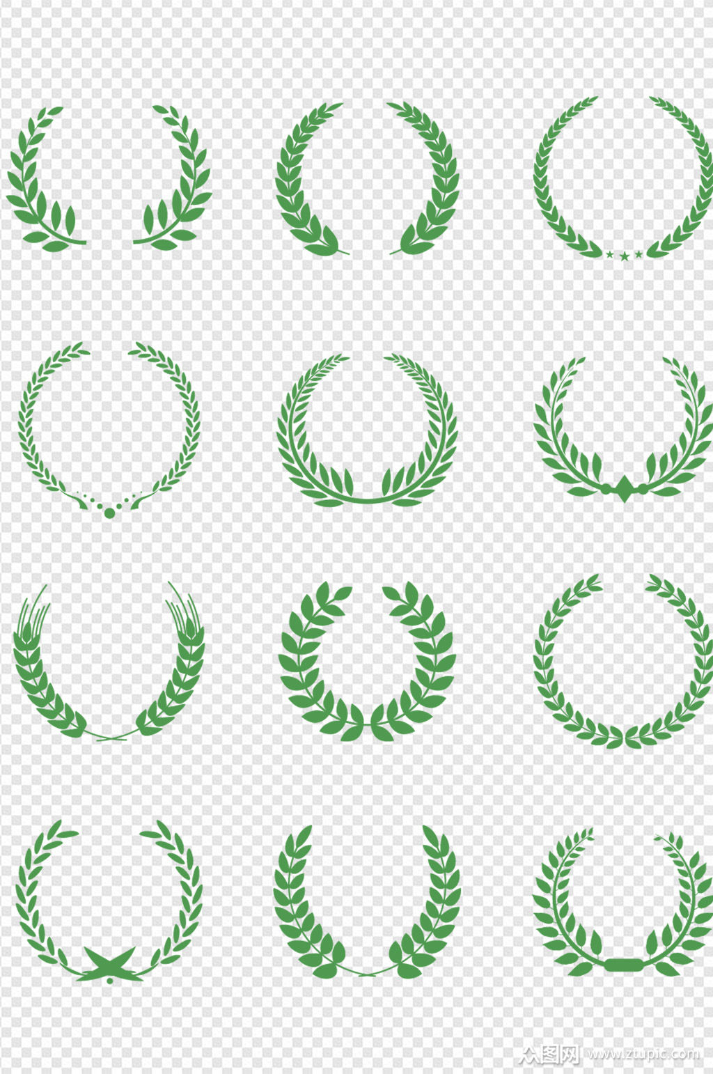 扁平勋章麦穗圆形装饰边框元素