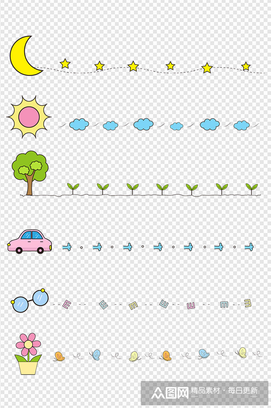 分隔线小报边框手帐边框卡通手绘线框