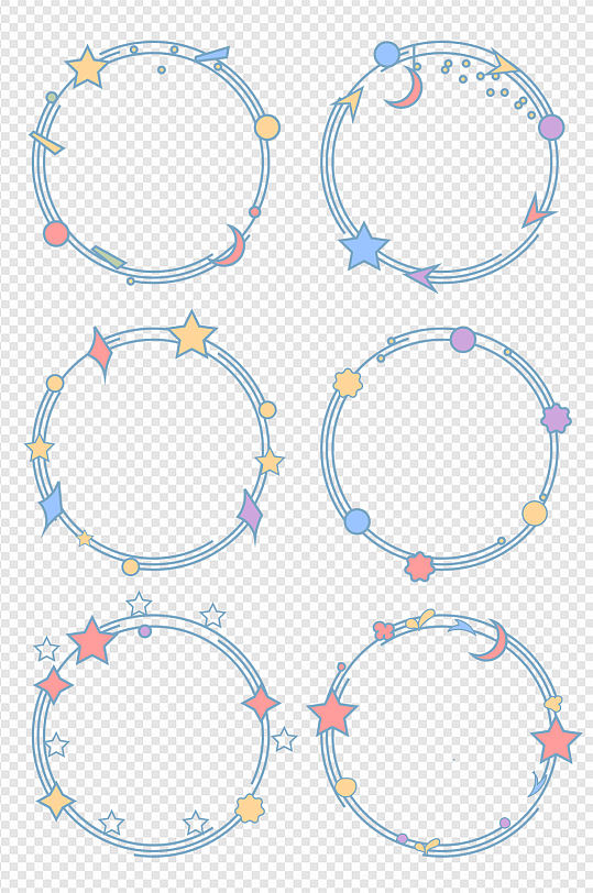 手绘卡通星星月亮小清新边框对话框标题框文