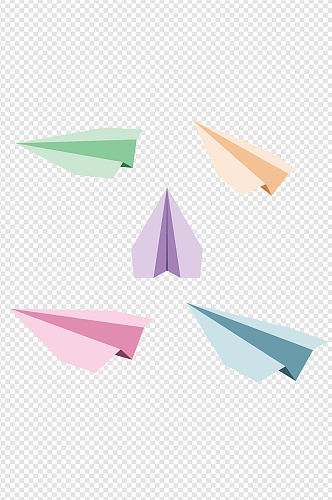 手绘纸飞机免抠图纸飞机不同颜色的纸飞机