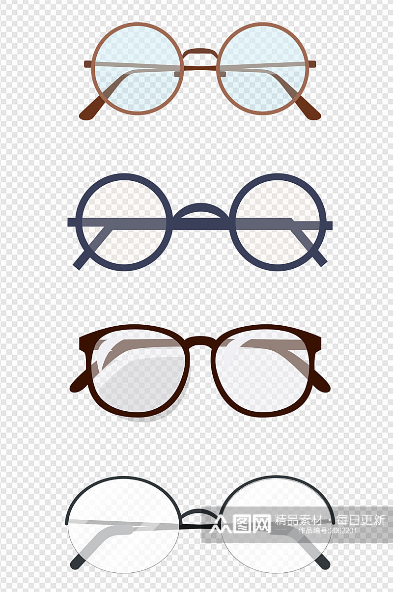 四款圆框眼镜元素素材