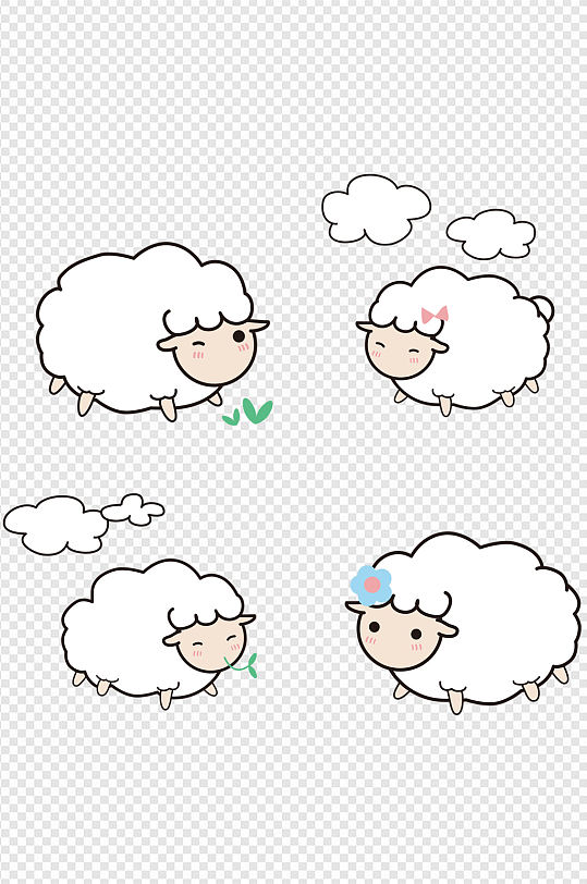 童趣草原小绵羊的一家设计元素