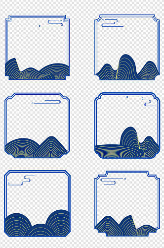 中式中国风古典花纹云纹山纹装饰边框标题框