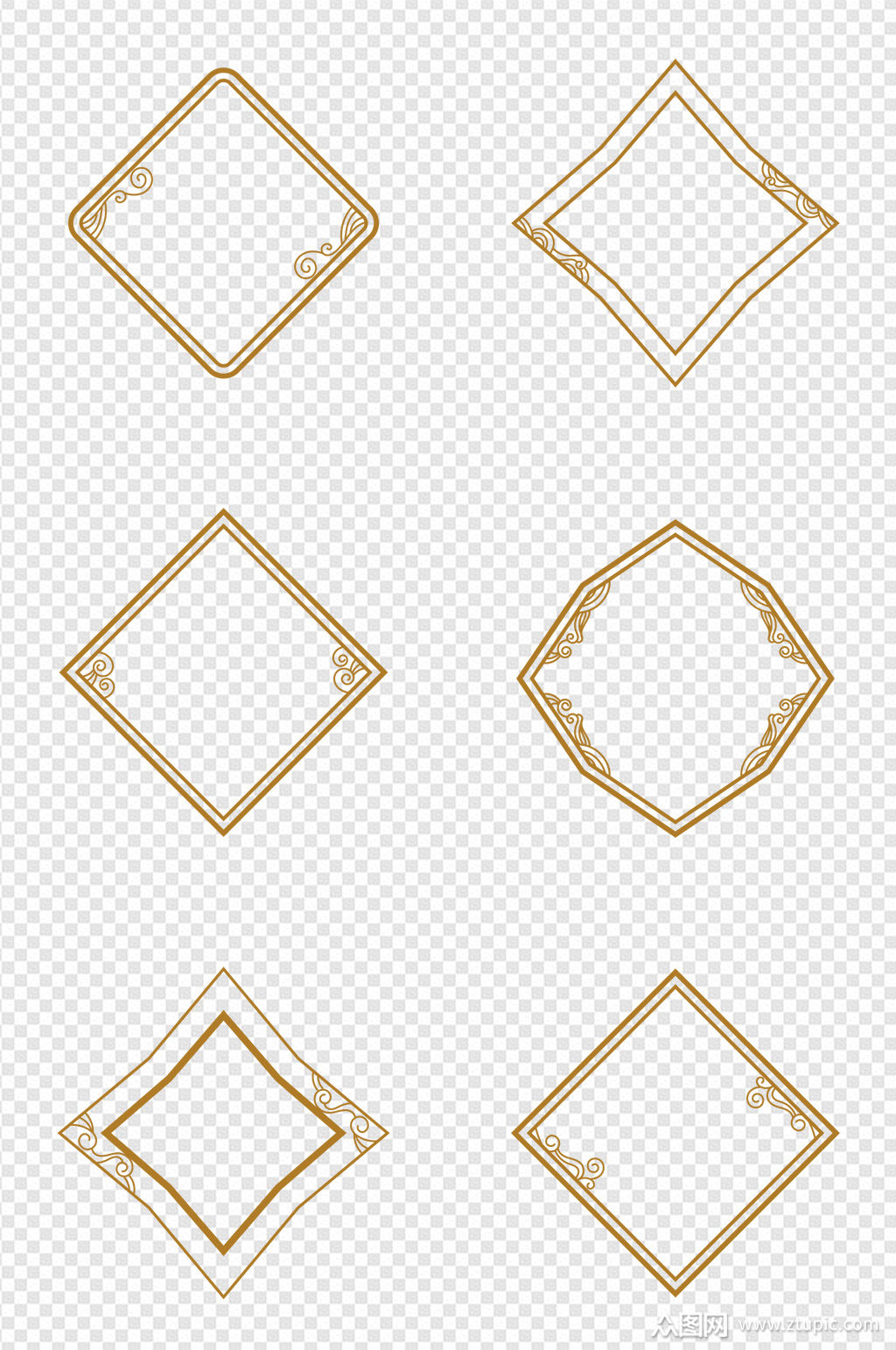 中式中国风花纹云纹祥云装饰边框菱形边框