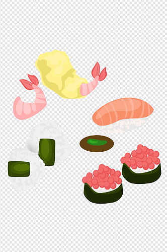 寿司插画元素天妇罗鱼子海苔卷三文鱼
