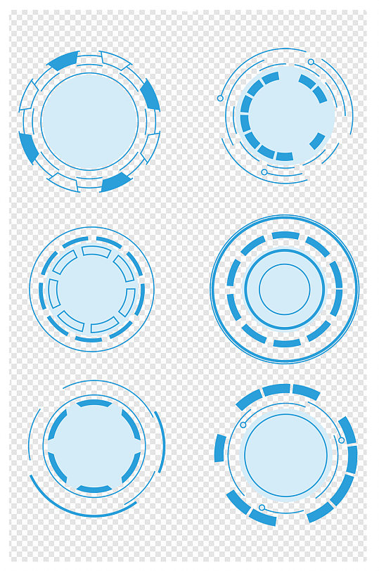 蓝色几何圆形科技线条装饰边框标题框文本框