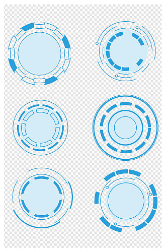 蓝色几何圆形科技线条装饰边框标题框文本框