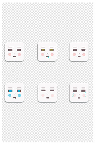 表情简约画风圆角矩形卡通表情呆萌