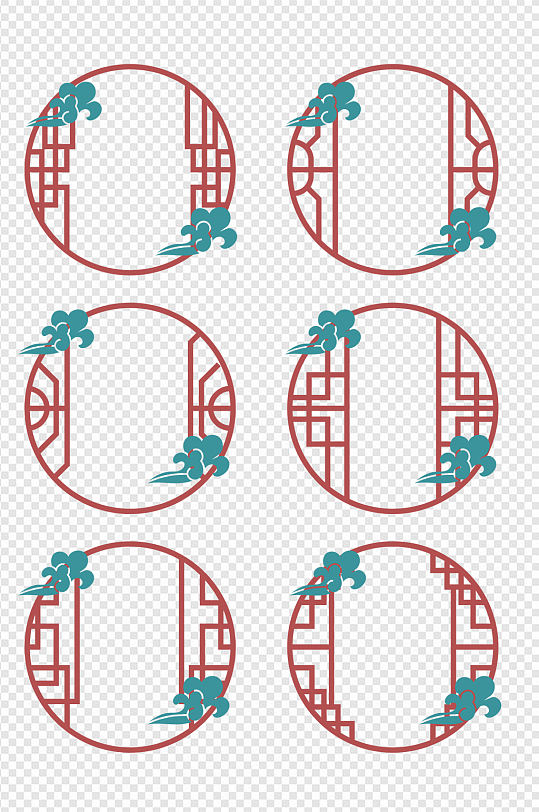 墙边角框中国风边框红色免扣元素中国风传统中式复古窗口文化墙标题框