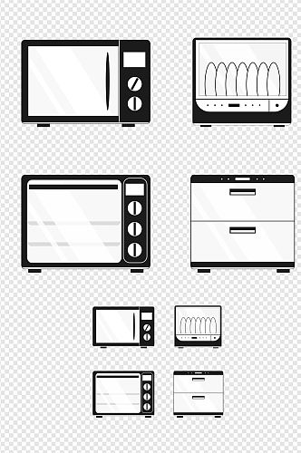 黑白微波炉洗碗机烤箱消毒柜家电免扣元素