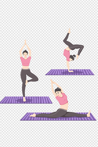 瑜伽矢量图瑜伽插画健身女性运动免扣元素
