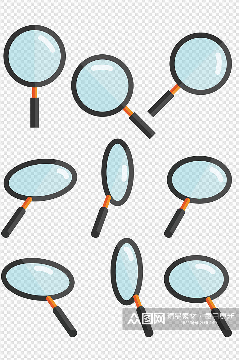放大镜设计元素套图免扣元素素材