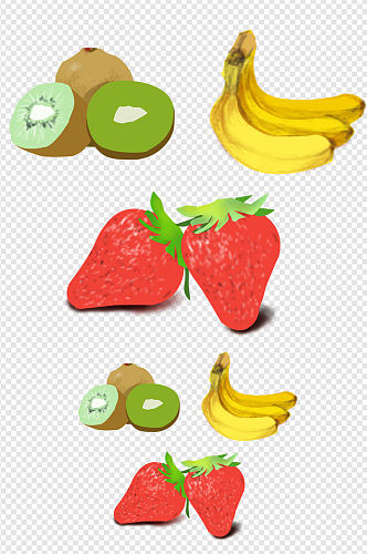 猕猴桃香蕉草莓水果手绘元素