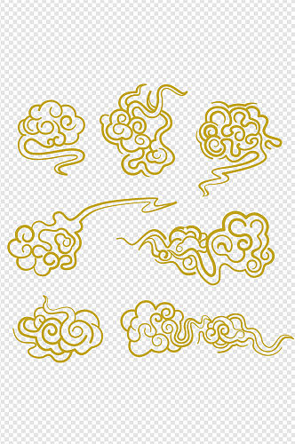 祥云中国传统图案线描云免扣元素
