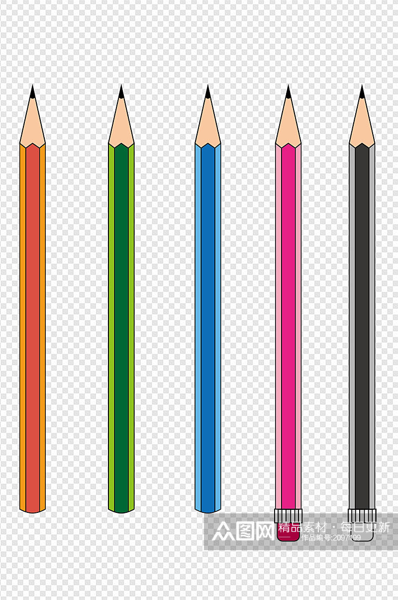 铅笔卡通铅笔手绘铅笔彩色铅笔免扣元素素材