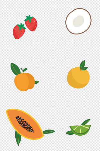 热带水果杨桃椰子哈密瓜荔枝杨梅免扣元素