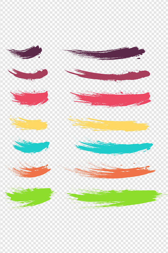 毛笔彩色抽象水彩画笔笔触合集免扣元素