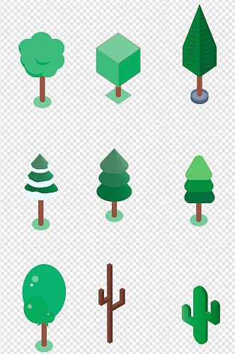 3D建模绿色小树装饰树免扣元素