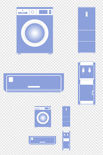清新洗衣机冰箱空调饮水机蓝色图标免扣元素