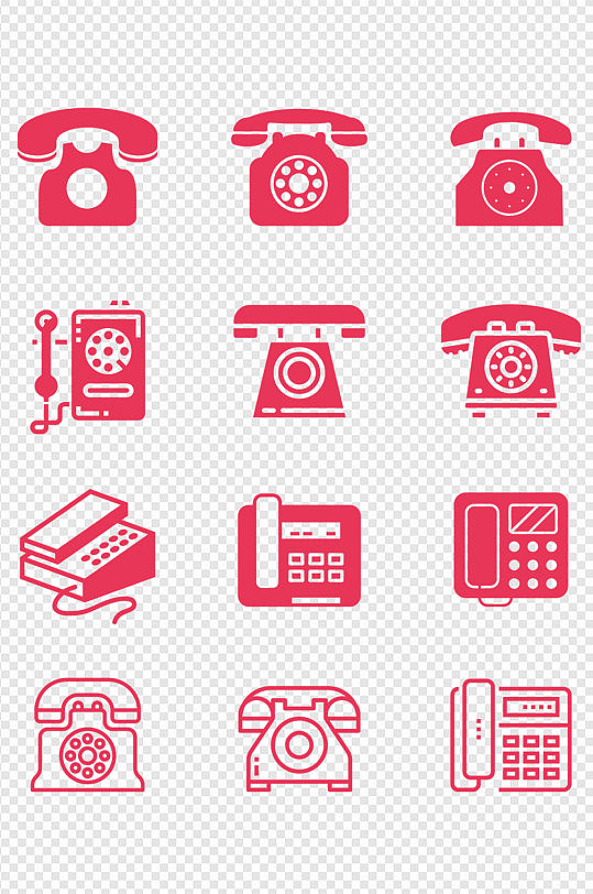 电话图标座机联系方式复古电话装饰免扣元素