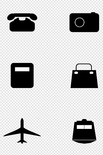 黑白公共小图标剪影免扣元素