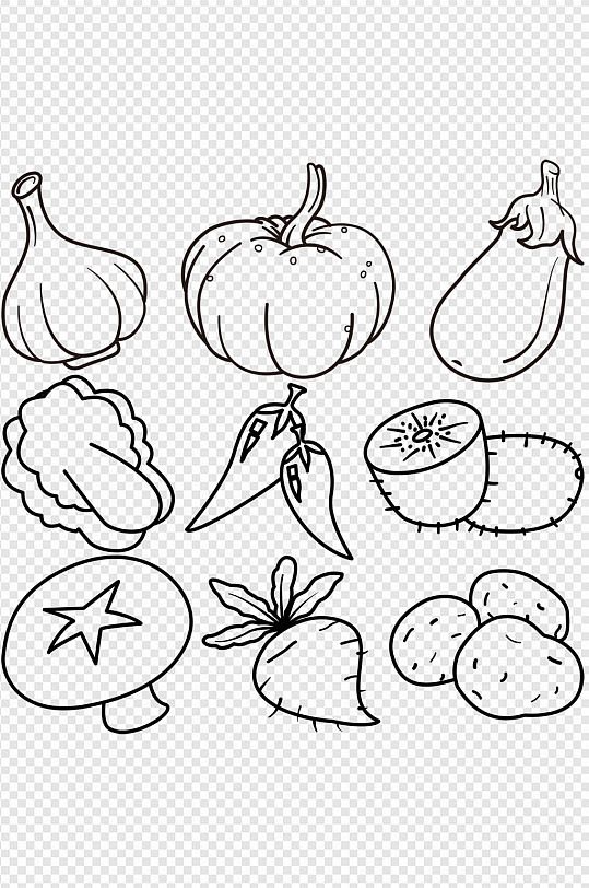 食材绿色新鲜蔬菜卡通手绘食品简笔画