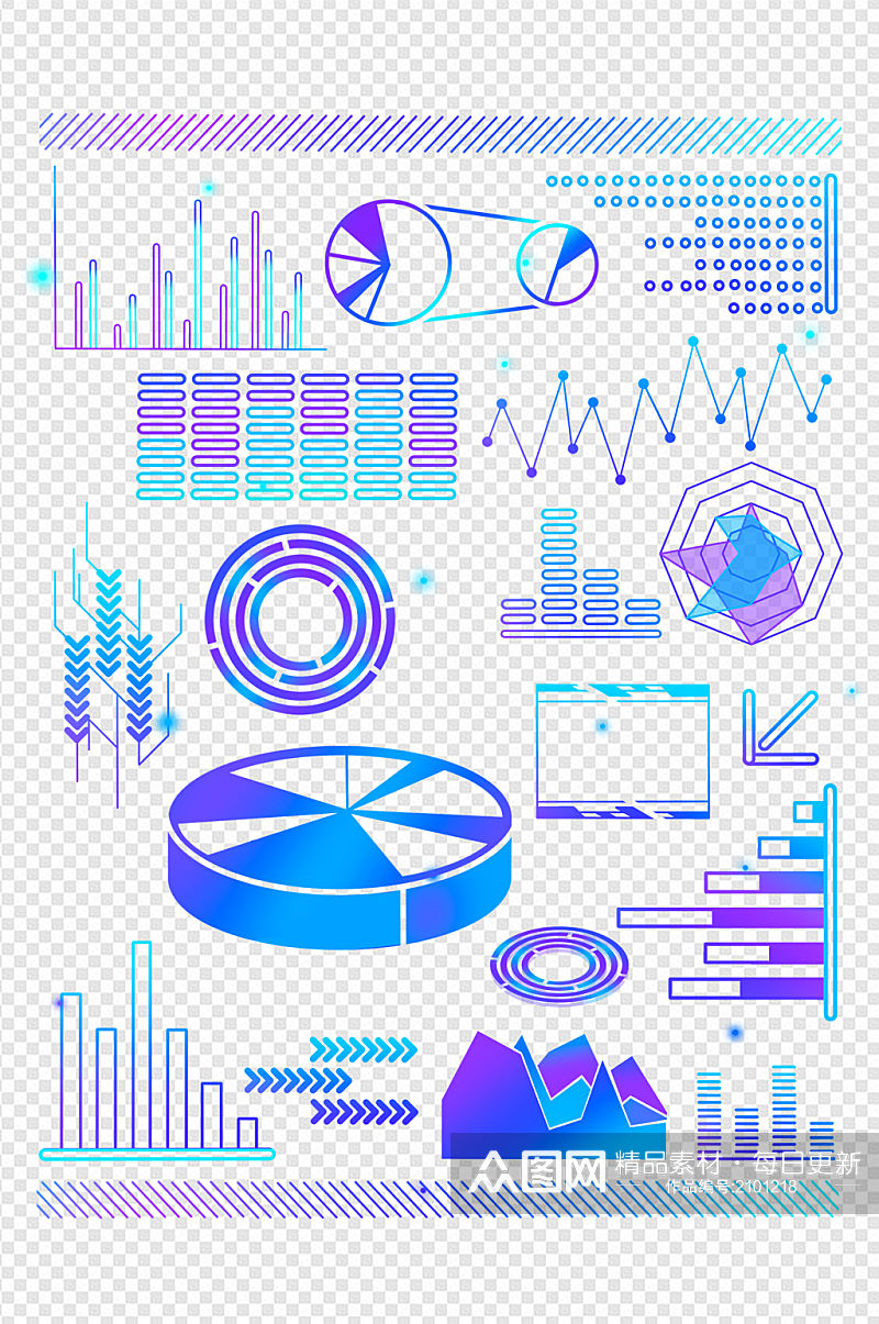 金融保险数据分析图表科技风免扣元素素材