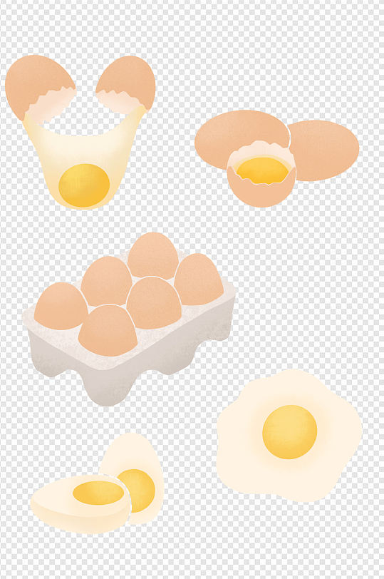 手绘鸡蛋荷包蛋水煮蛋蛋清蛋黄食物免扣元素