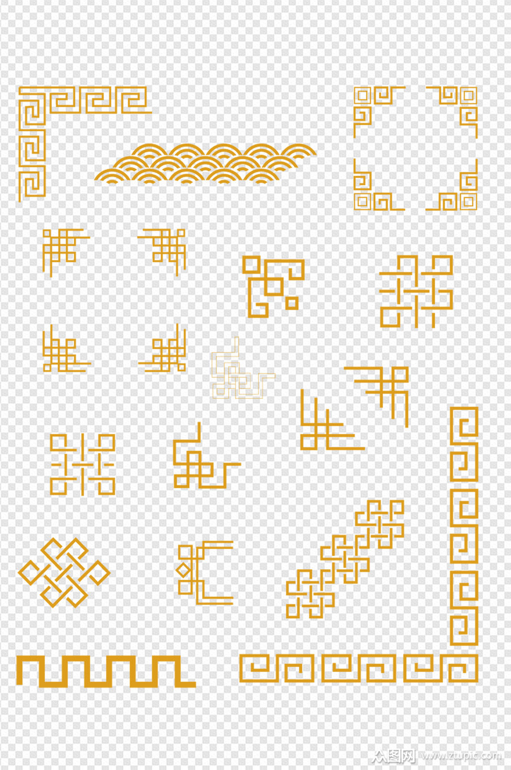 传统中国风中式复古花纹波浪边框免扣元素