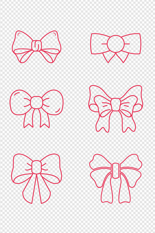 蝴蝶结图标中国结丝带卡通可爱免扣元素