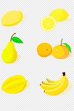 黄色配色热带水果插画免扣元素