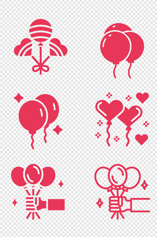 浪漫气球图标卡通爱心情人节日装饰免扣素材