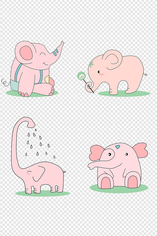 手绘卡通手绘大象免扣元素